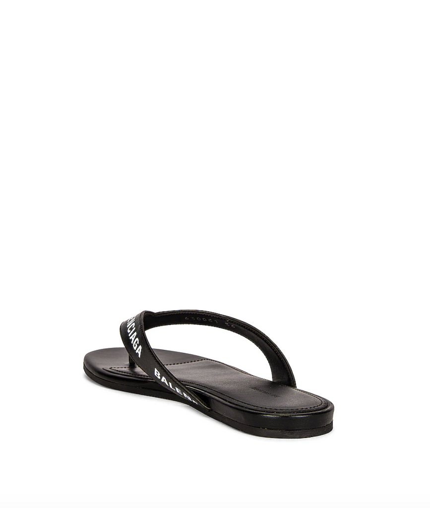 ROCKS AND SUGAR Balenciaga Round Flip Flop Sandals Black White