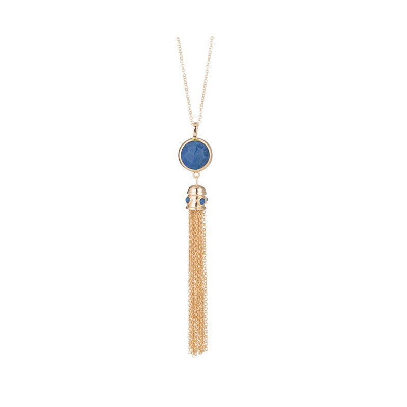 Marcia Moran Blue Quartz Tassel Necklace